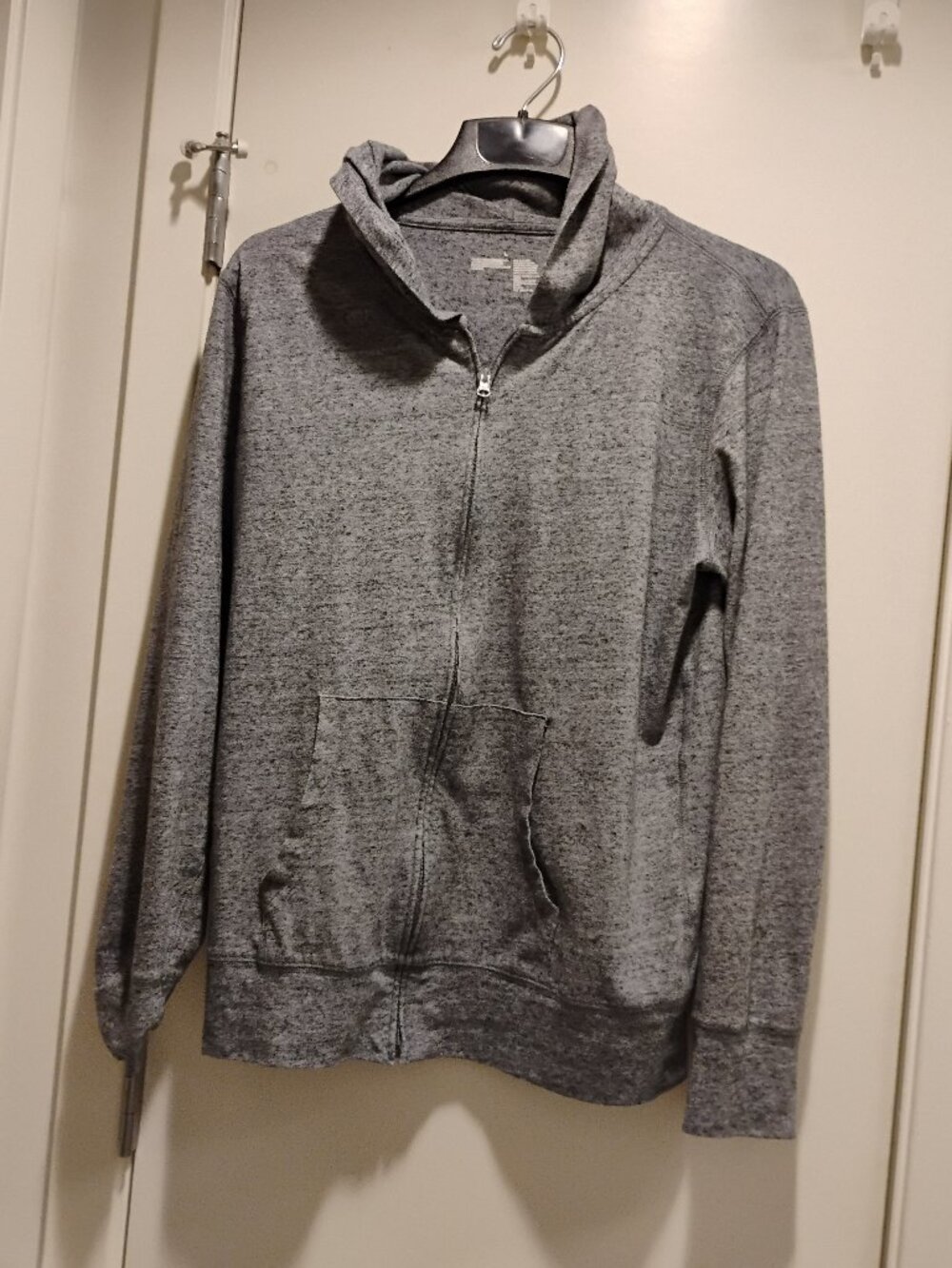 MUJI Japan Mens Heather Gray Full Zip Lightweight Hoodie Sz Large (fits like M)